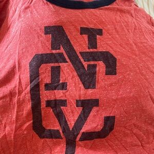 Old Navy NYC Ringer Tee • Red/Blue • Unisex Vintage-Style Graphic Shirt